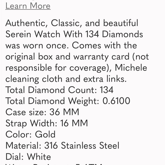 Michele Serein Chronograph Gold and Diamond watch - Picture 11 of 11